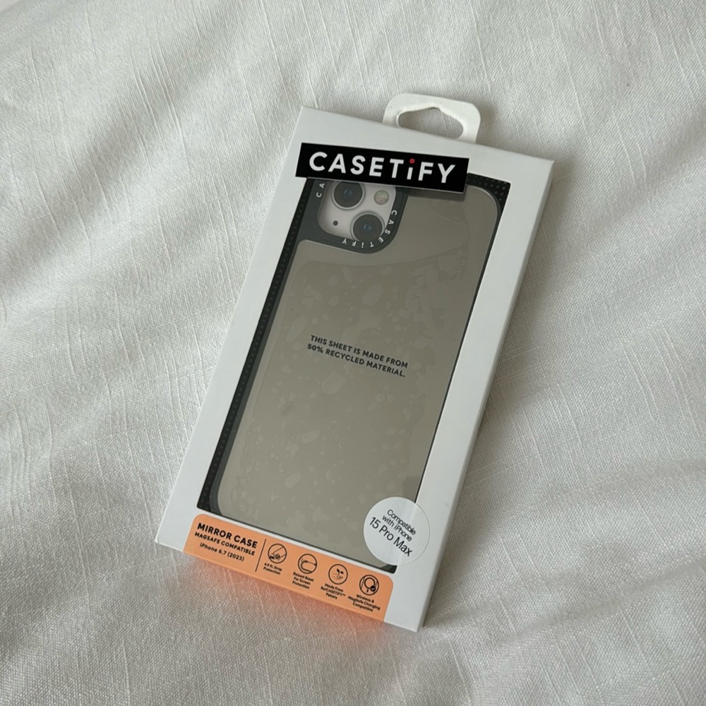 [CASETIFY] NEW IPHONE 15 PLUS SILVER/BLACK MIRROR PHONE CASE